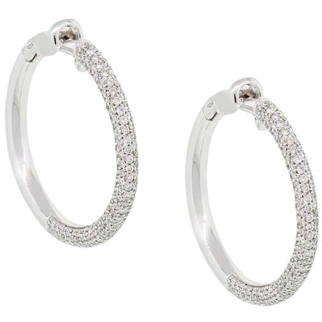 Diamond Pave Hoop Earrings For Sale at 1stDibs