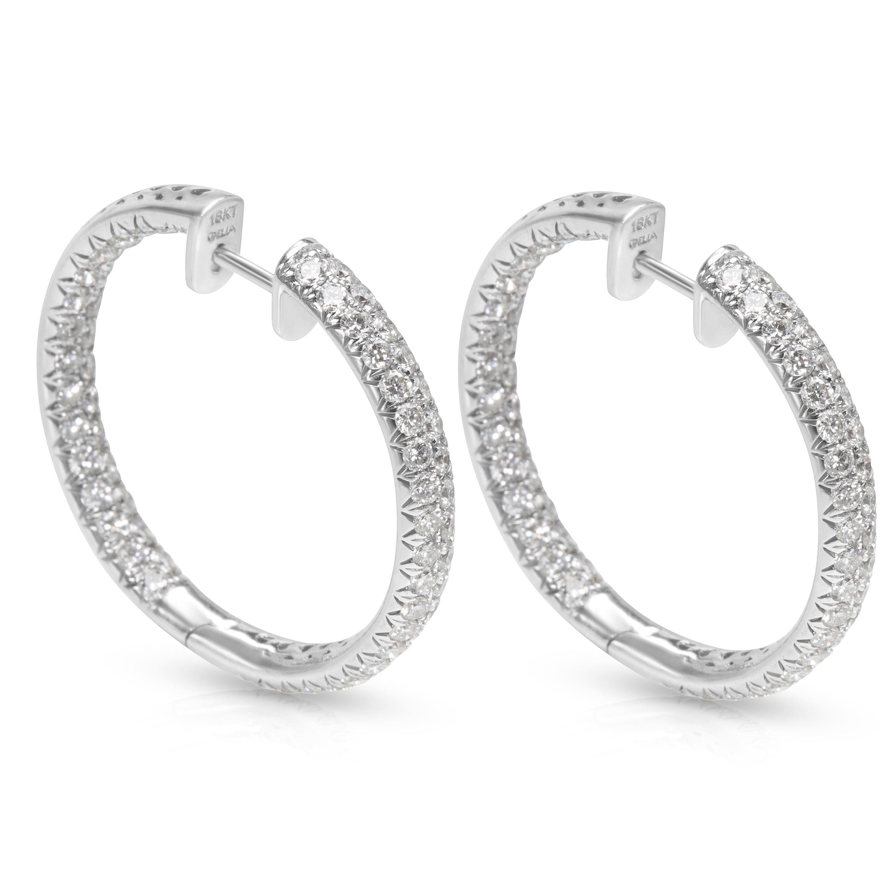 Diamond Pave Hoop Earrings in 18 Karat White Gold 5.00 Carat In New Condition In New York, NY