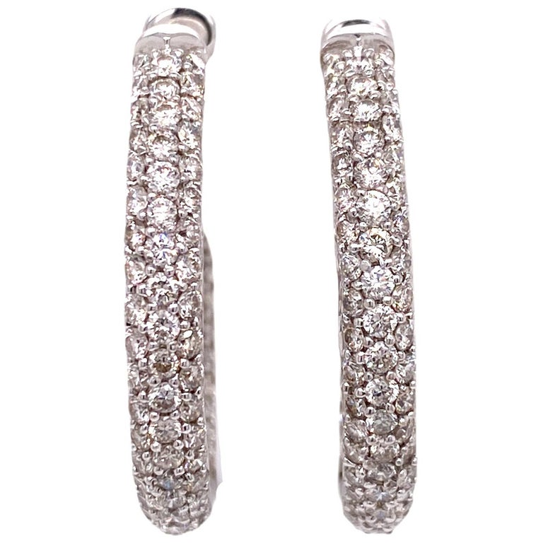 Boucles D'oreilles Créoles Le Vian Or Blanc 14k Avec Diamants 1cttw - Occasion, Forme Ronde