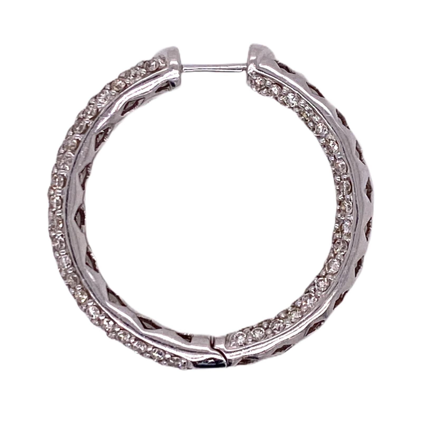 Women's 5.00 CTW Diamond Pave Hoop In and Out 18 Karat White Gold Earrings
