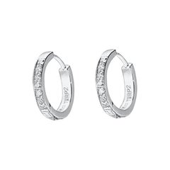 Diamond Pave Huggie Earrings in 18 Karat White Gold