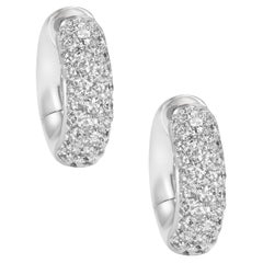 Diamond Pave Huggie Hoop Earrings in 18 Karat White Gold