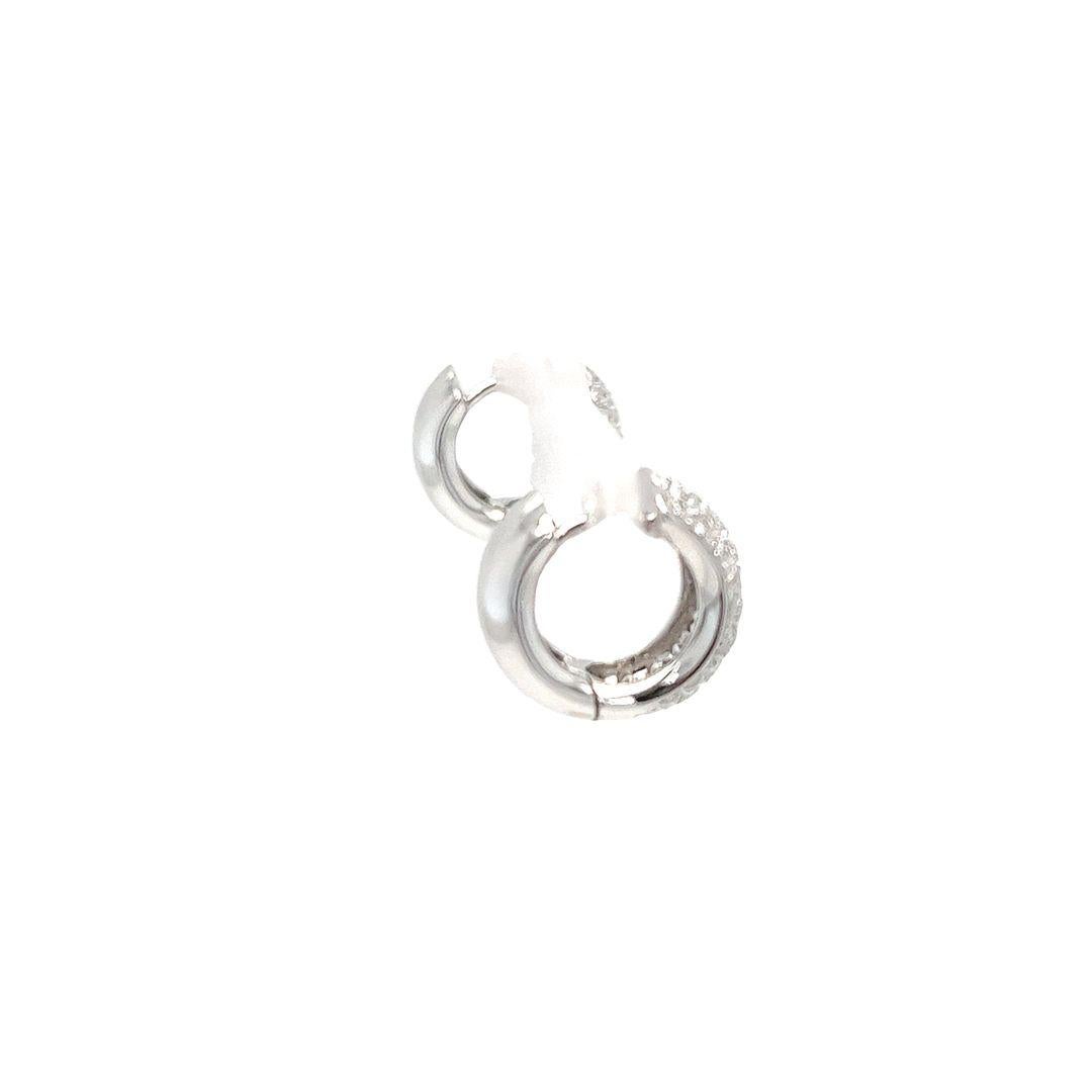 Diamond Pave Huggie Hoop Earrings in White Gold In Good Condition For Sale In Coral Gables, FL