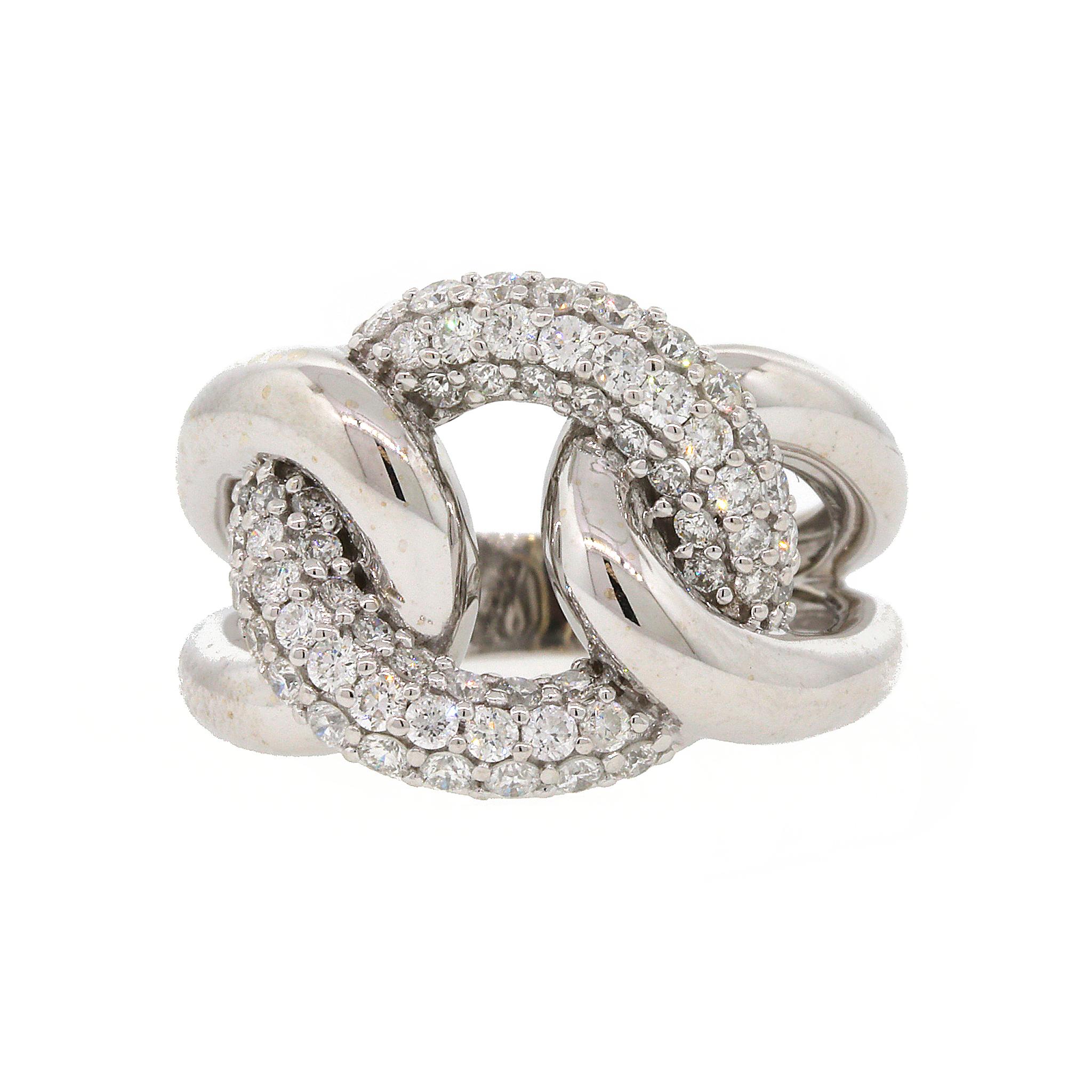 Round Cut Diamond Pave Knot Ring For Sale