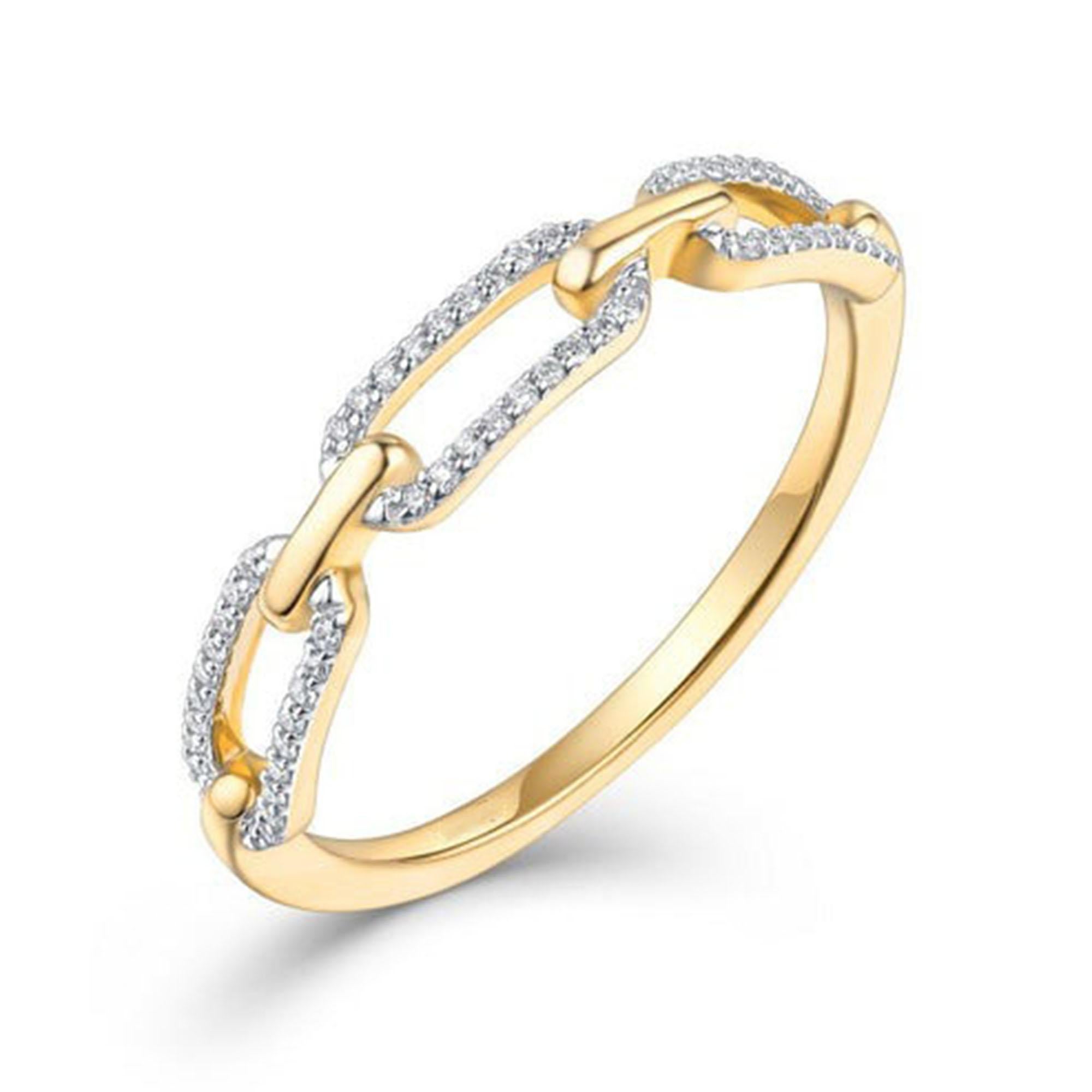 in vendita:  Anello a catena con pavé di diamanti in oro giallo 14K (o 18k su richiesta) 5