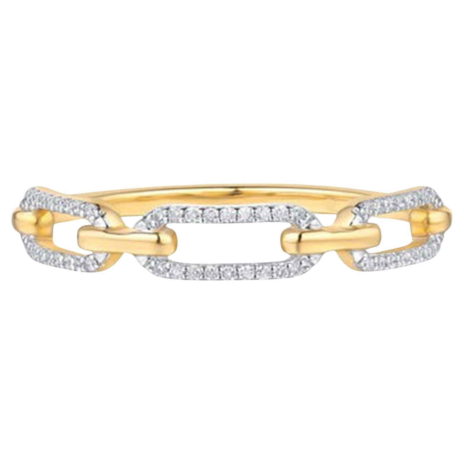 in vendita:  Anello a catena con pavé di diamanti in oro giallo 14K (o 18k su richiesta)