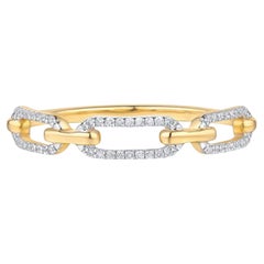 Diamond Pave Link 14K (or 18k upon request) Yellow Gold Chain Ring