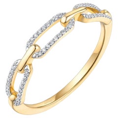 Diamond Pave Link 14K (or 18k upon request) Yellow Gold Chain Ring