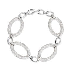 Diamond Pave Link Bracelet in 18 Karat White Gold 11.50 Carat