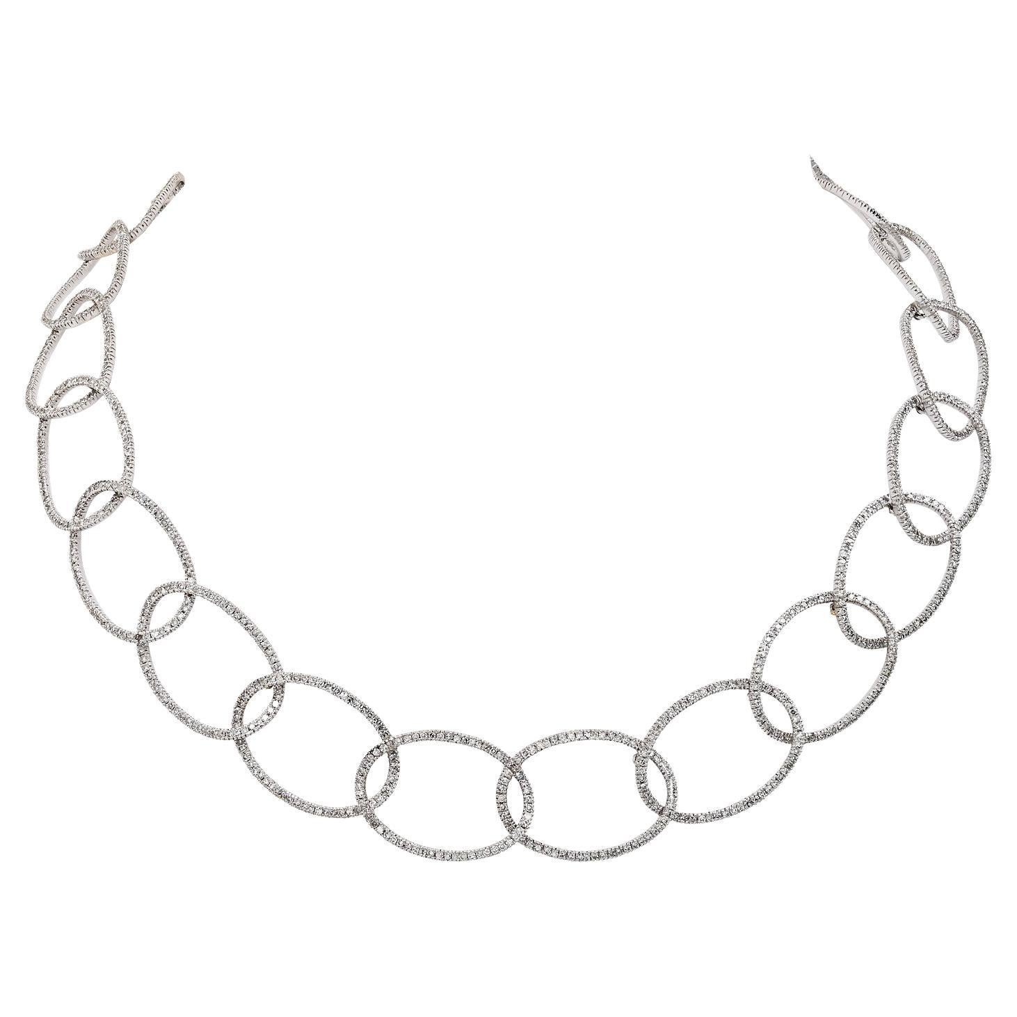 Diamond Pave Link Collar Necklace in 18kt Gold For Sale
