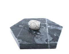 Diamond Pavé Motif 18 Karat White Gold Ring Concave Wide Band