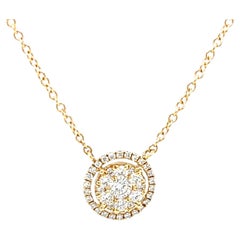 Collar con pavé de diamantes y halo flotante en oro amarillo de 18 quilates, 0,42 quilates en total