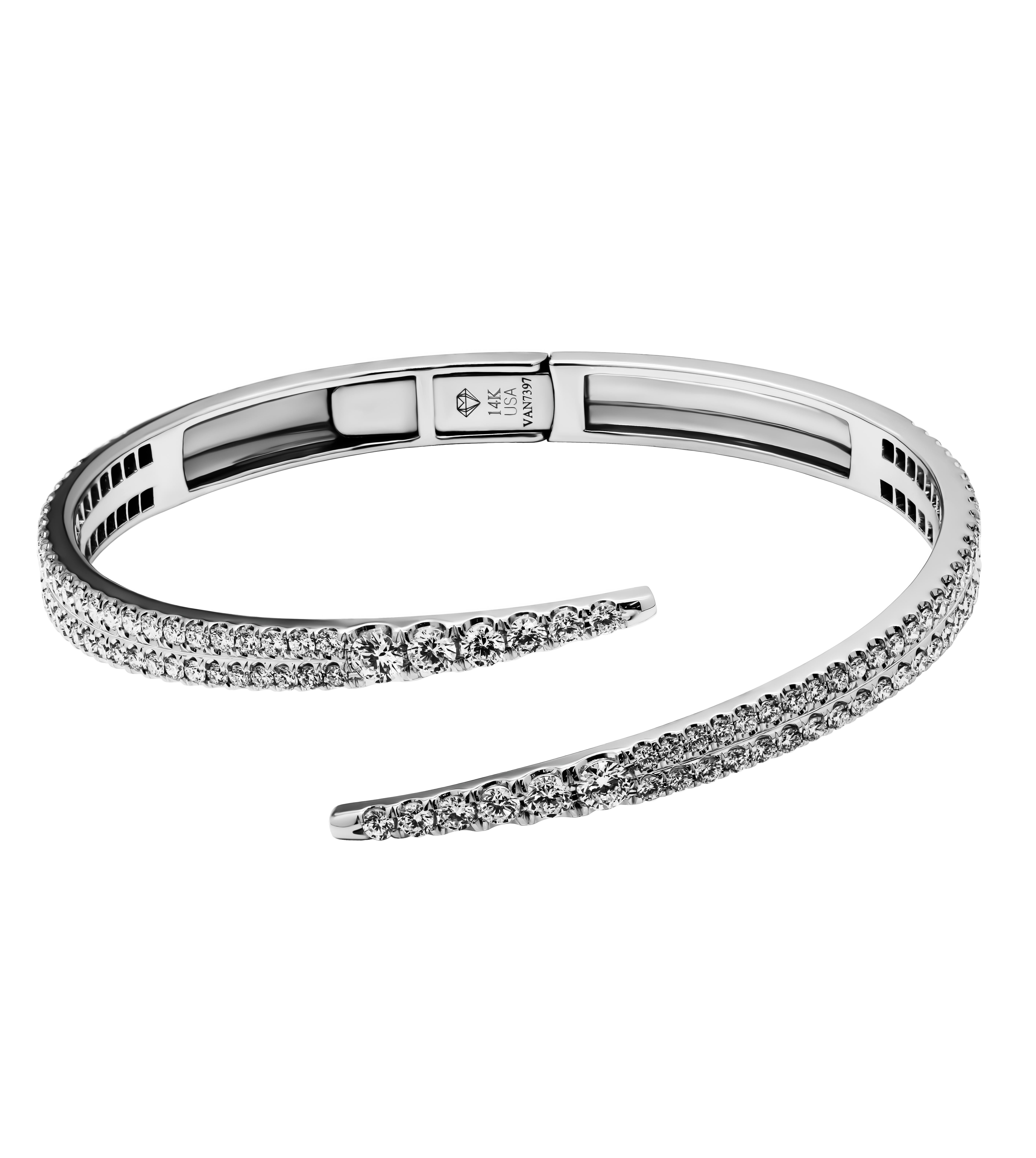 Round Cut Diamond Pave Overlap Bangle Bracelet For Sale