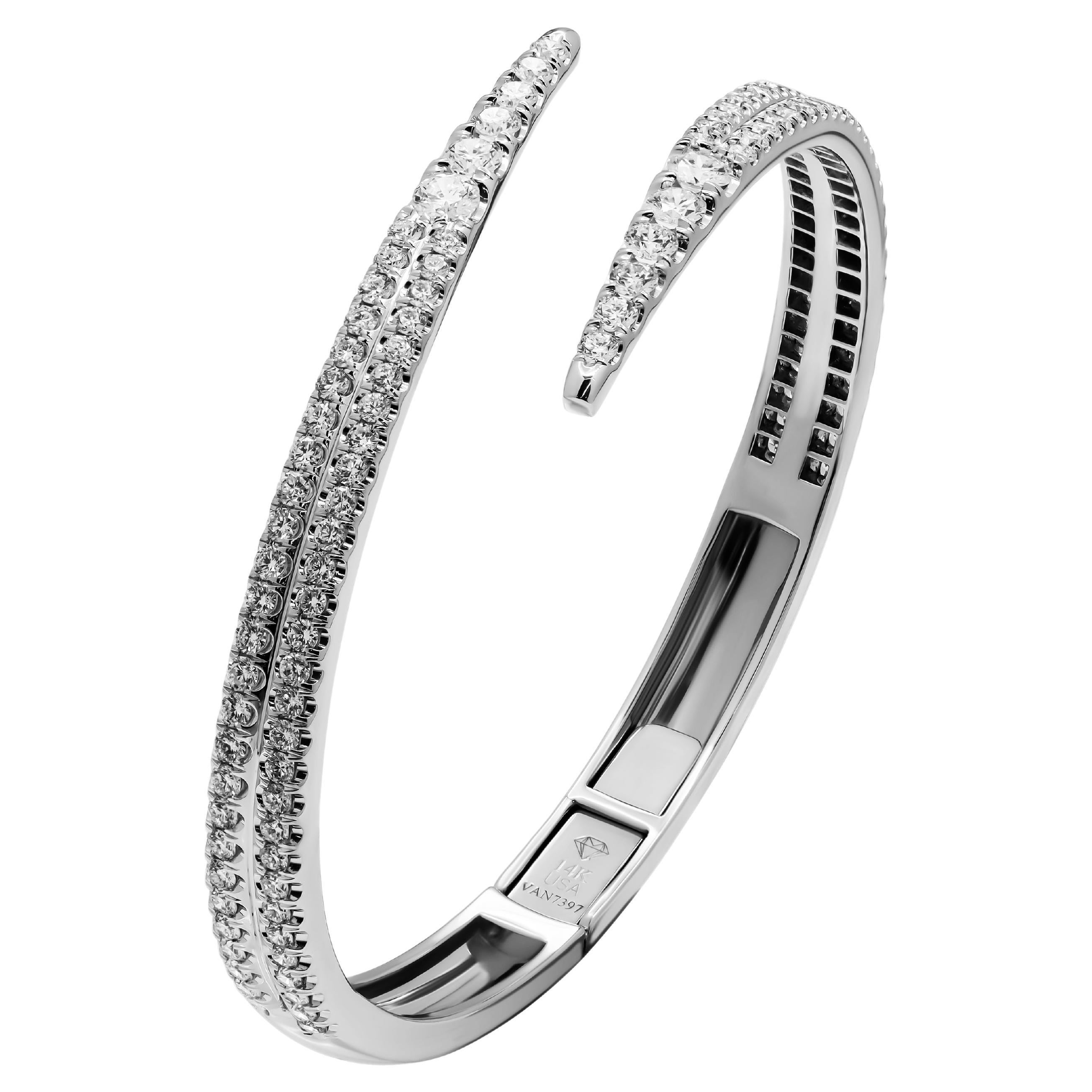 Bracciale Bangle con pave di diamanti sovrapposti