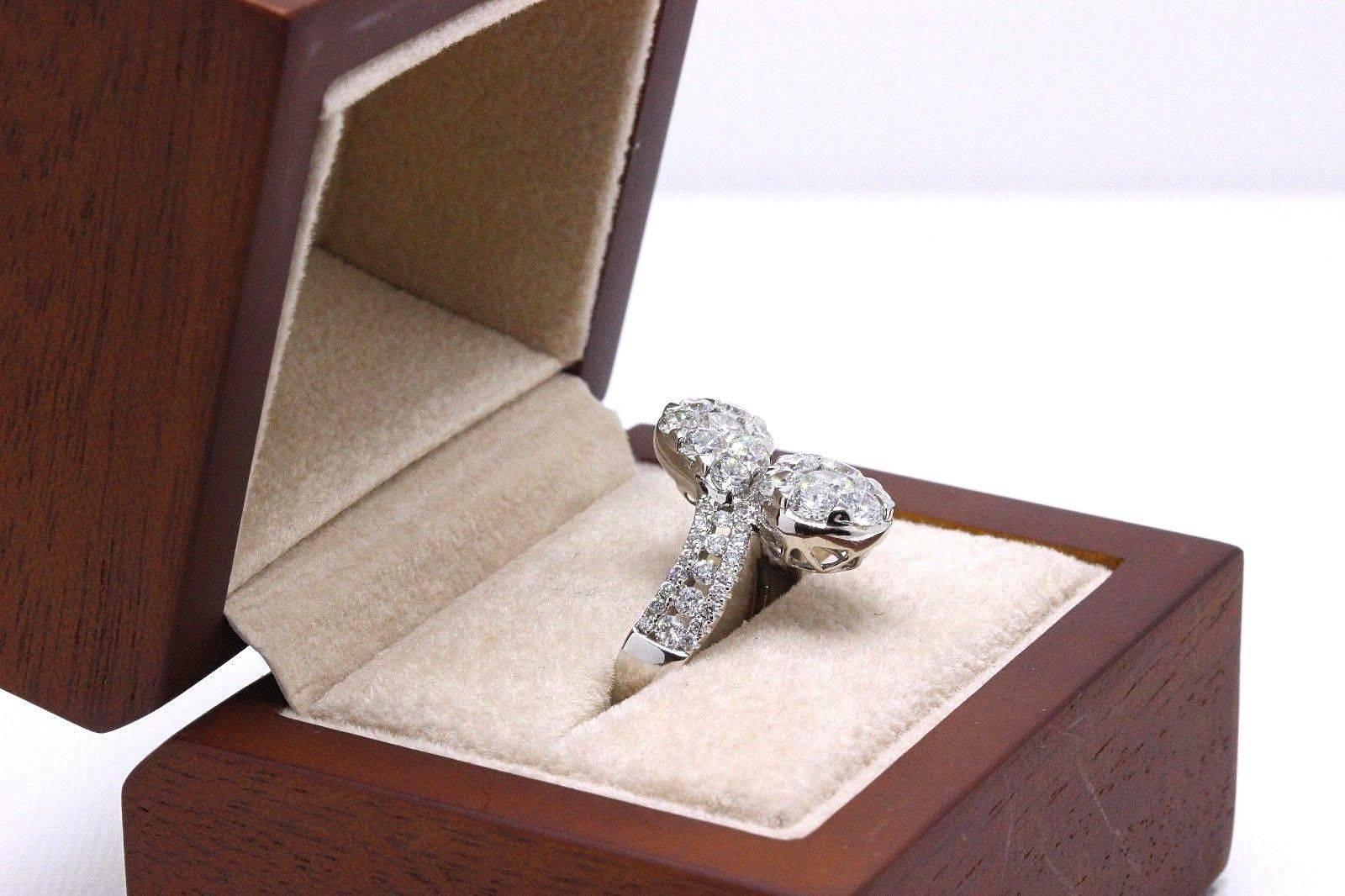 Diamant Pave Birnenförmiger Cocktail-Ring Rundschliff 2,11 Karat in 18 Karat Gold im Angebot 5