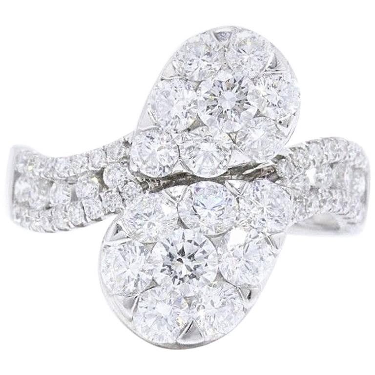 Diamond Pave Pear Shape Cocktail Ring Round Cuts 2.11 Carat in 18 Karat Gold For Sale