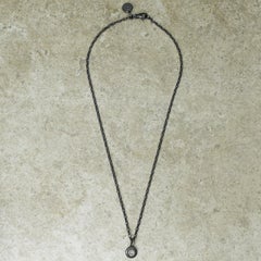 Diamond Pave Pendant Necklace and Dangle Earrings Oxidized Sterling Silver Set