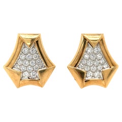 Diamond Pave Platinum and 18K Gold Earrings