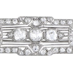 Diamond Pave Platinum Rectangular Brooch