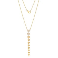 Diamond Pave Polished 14K (or 18k upon request) Yellow Gold Heart Drop Necklace
