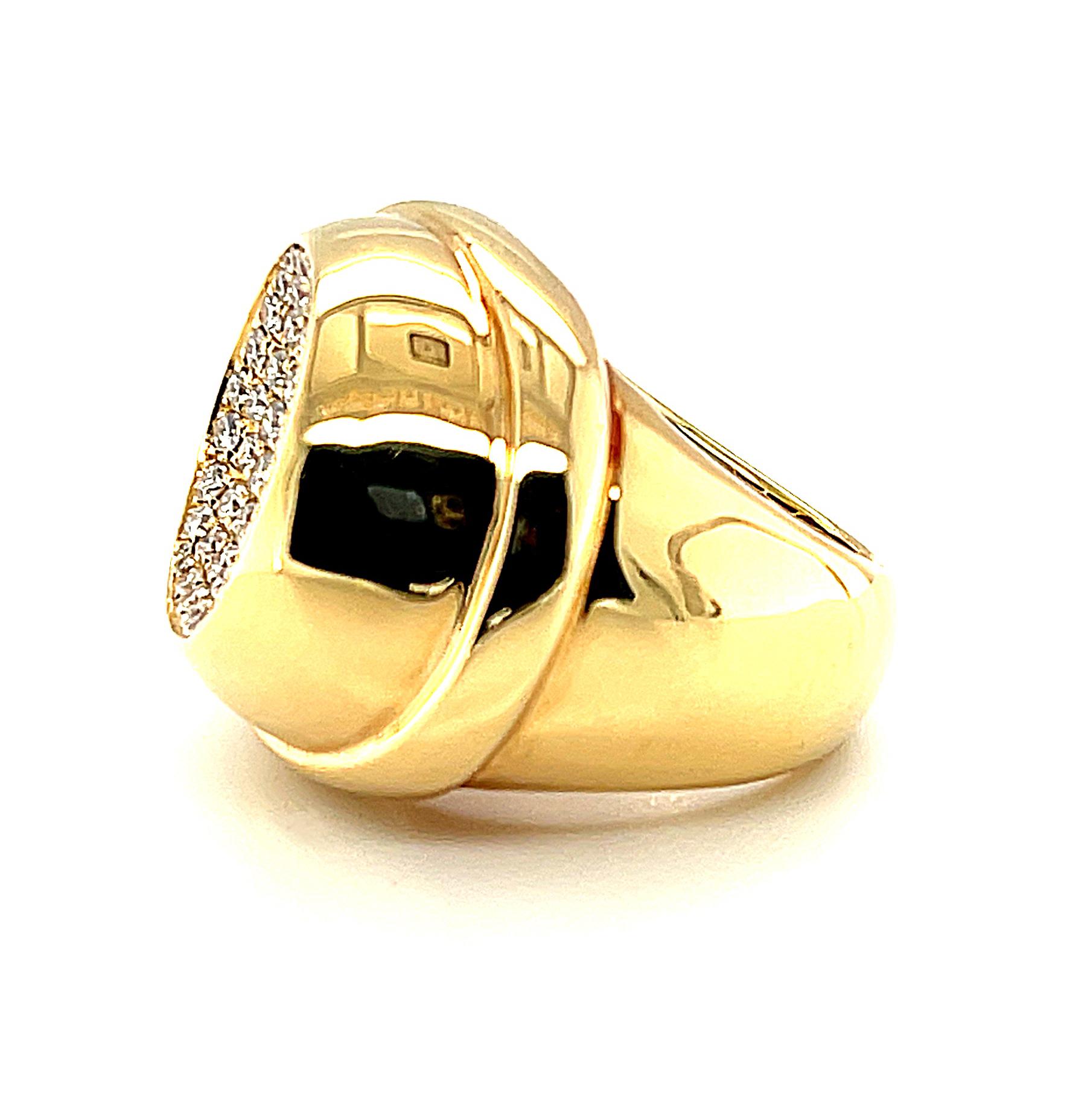 Artisan Diamond Pave Ring in 18k Yellow Gold, 1.94 Carat Total For Sale