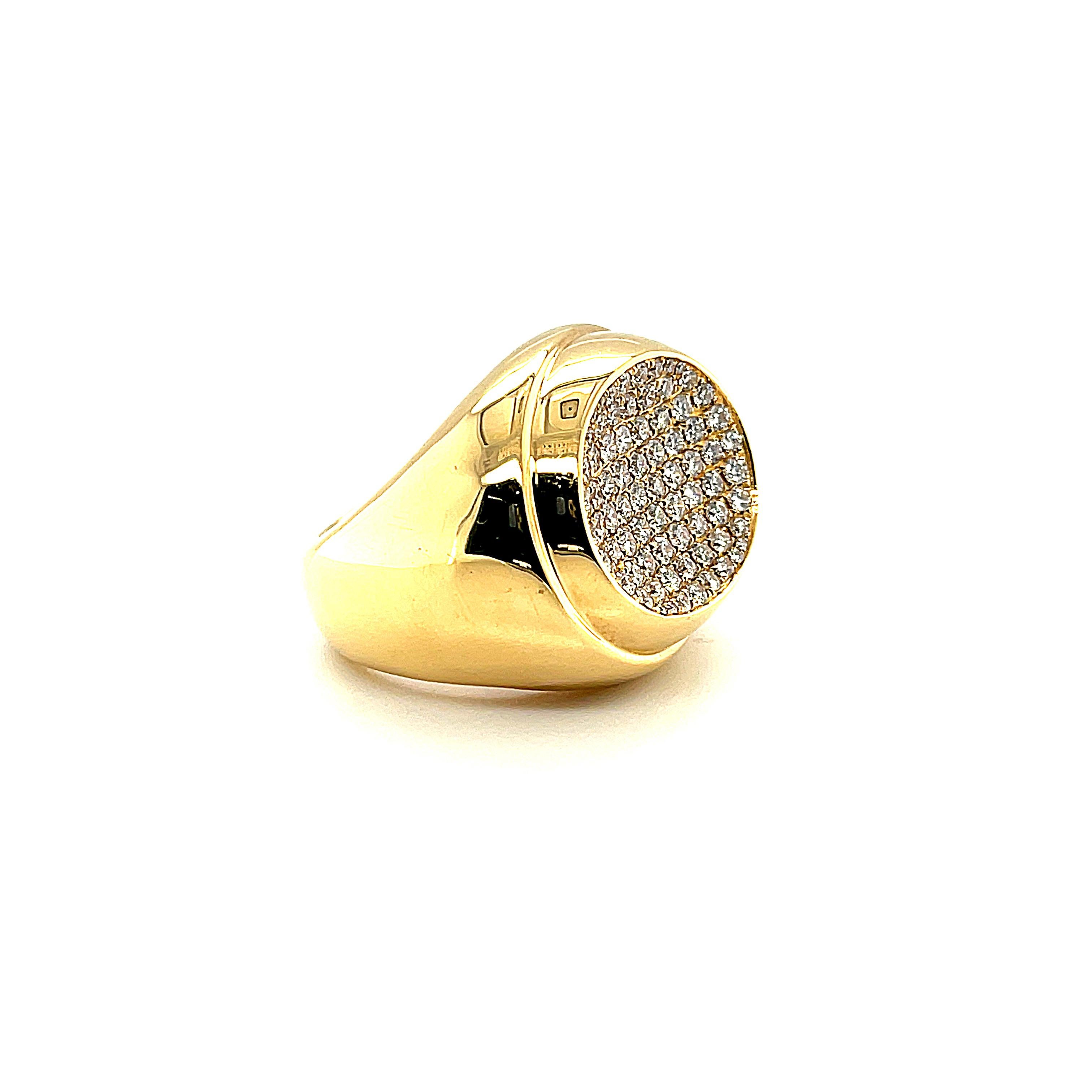 Diamond Pave Ring in 18k Yellow Gold, 1.94 Carat Total In New Condition For Sale In Los Angeles, CA