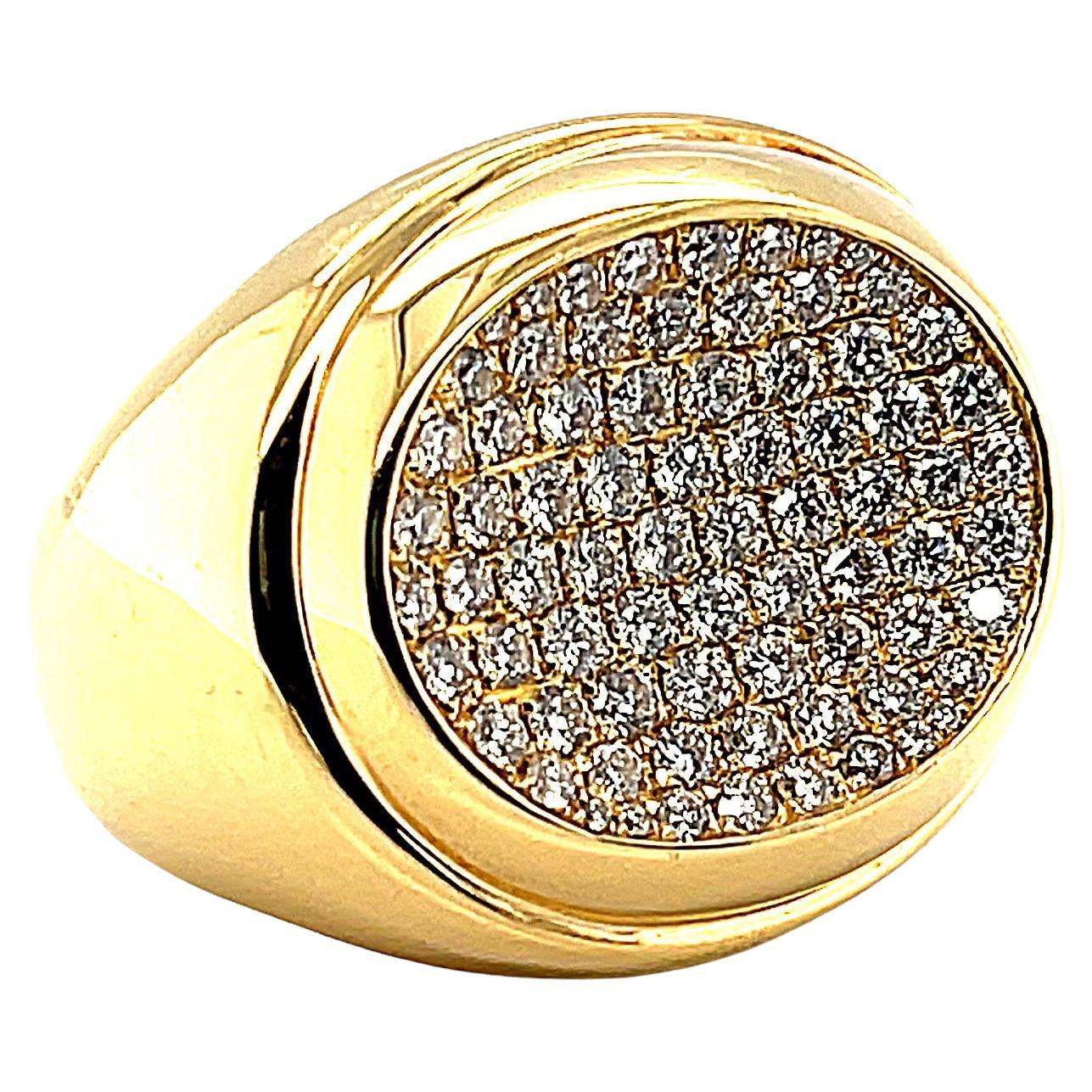 Diamond Pave Ring in 18k Yellow Gold, 1.94 Carat Total For Sale