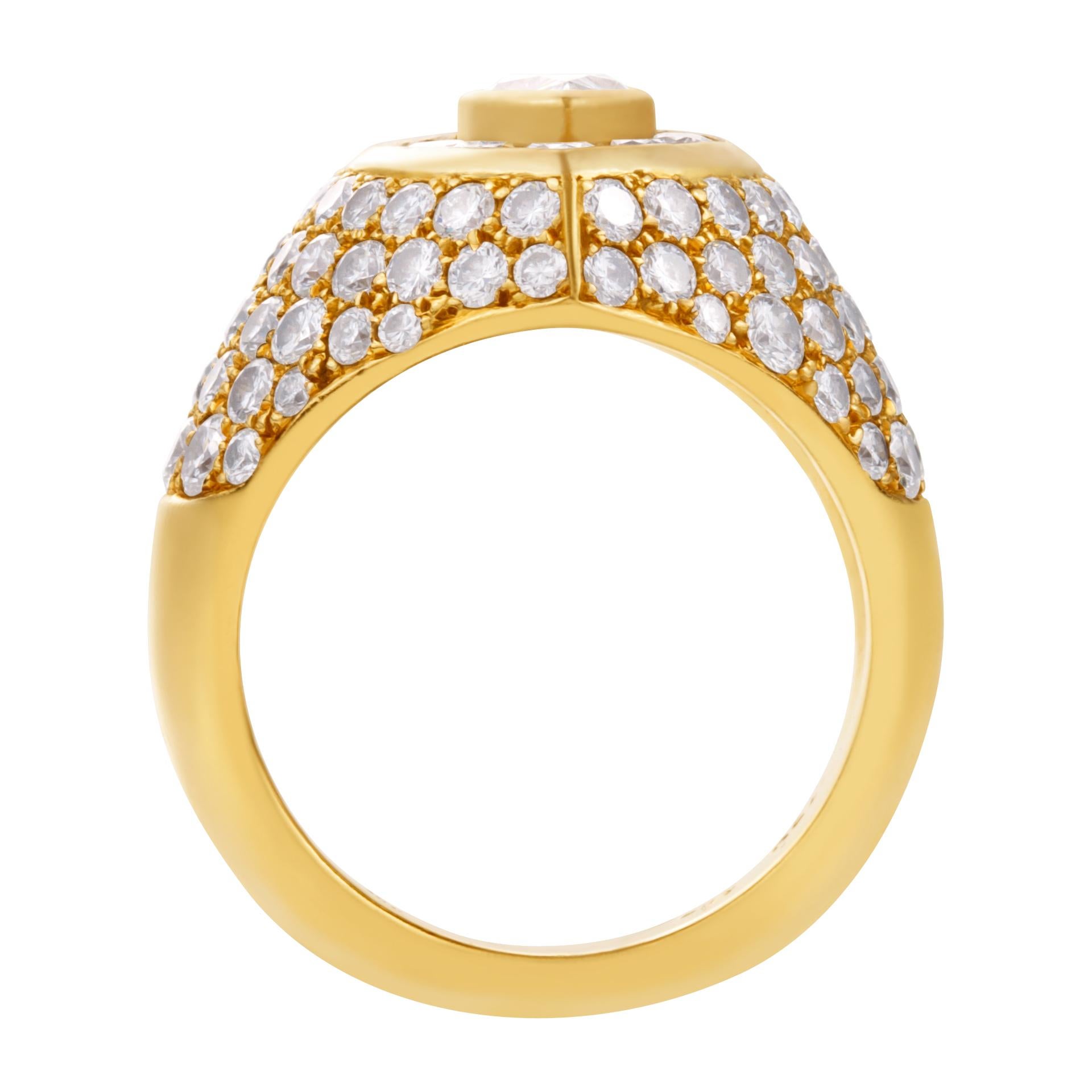 Women's Diamond Pave Ring in 18K Yellow Gold, 4 Carats in Diamonds For Sale