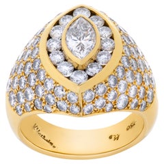 Vintage Diamond Pave Ring in 18K Yellow Gold, 4 Carats in Diamonds
