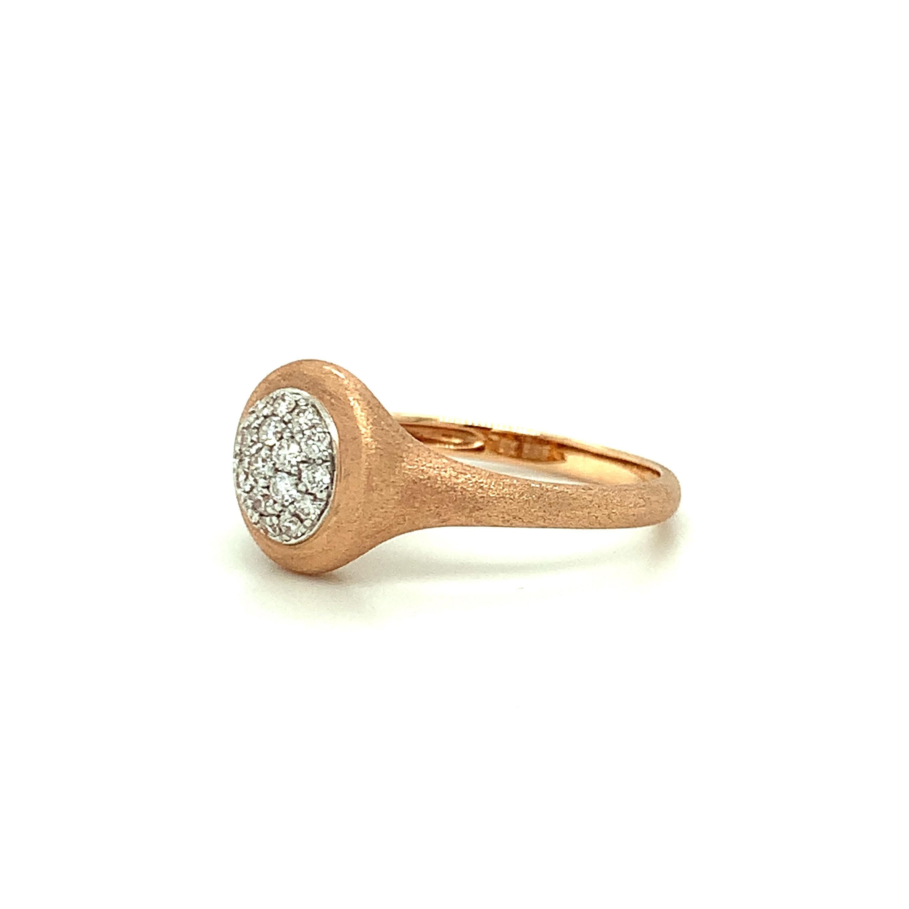 Artisan Diamond Pave Cocktail Ring in White and Brushed Rose Gold, .22 Carat Total For Sale