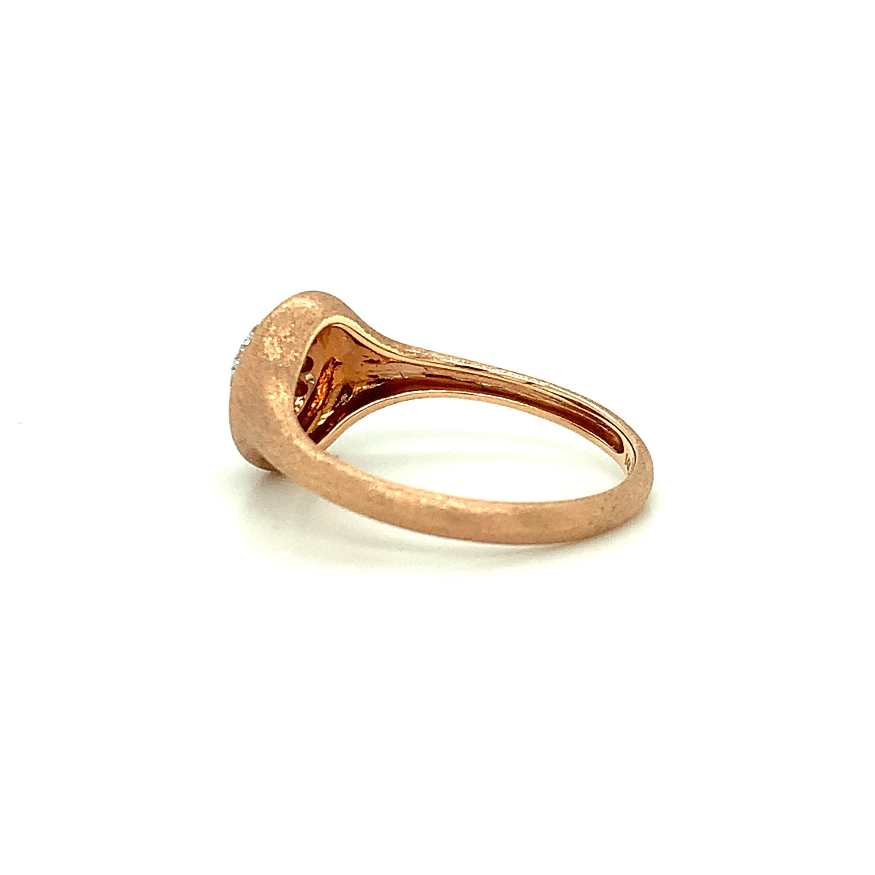Round Cut Diamond Pave Cocktail Ring in White and Brushed Rose Gold, .22 Carat Total For Sale