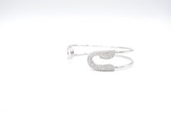 Diamond Pavé Safety Pin 18 Karat White Gold Open Bangle