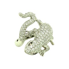Bague Salamandre en or blanc 18 carats pavée de diamants, vers les années 1970