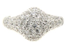 Diamond Pave Set 18 Karat White Gold Dome Ring