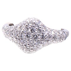 Diamond Pave Set 18 Karat White Gold Dome Ring