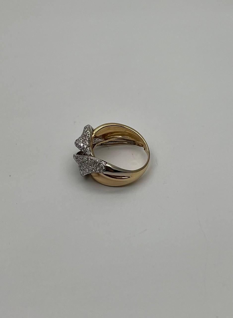 Diamant Pave Set Verflechtung Welle Twist 14K Gelbgold Aussage Dome Ring (Gemischter Schliff) im Angebot