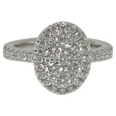 Diamond Pave Set Oval Ring in 18 Karat White Gold