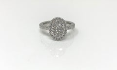 Diamond Pave Set Oval Ring in 18 Karat White Gold