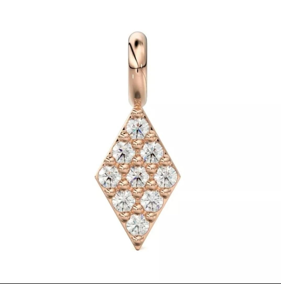 Art Deco Diamond Pave Setting Charm Pendant 14K Solid Gold Jewelry Supplies diamond charm For Sale