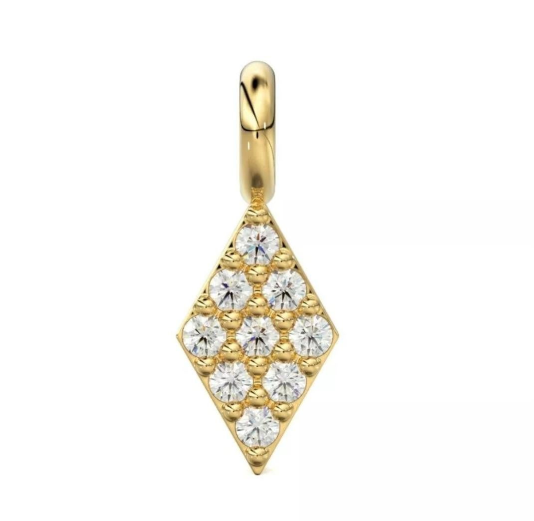 Women's or Men's Diamond Pave Setting Charm Pendant 14K Solid Gold Jewelry Supplies diamond charm For Sale
