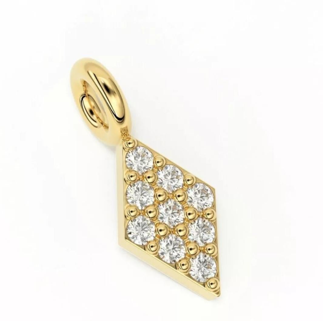 Diamond Pave Setting Charm Pendant 14K Solid Gold Jewelry Supplies diamond charm For Sale 1