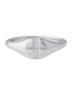 Diamond Pave Signet Pinky Ring for Her 14k Gold TDW