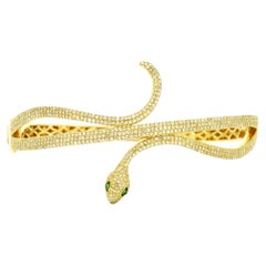 Diamond Pave' Snake Bracelet Serpent Bangle Cuff Egyptian Revival Cleopatra