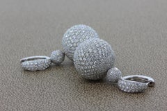 Diamond Pave Sphere Gold Drop Earrings