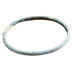 Diamant Pave Statement Classic 14K Weißgold Scharnier-Armreif mit Scharnier, Diamant Pave