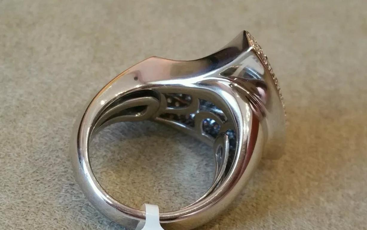 Diamant Pave Wave Ring 2,50 Karat Gesamtgewicht Italienisch in 18k Weißgold Damen im Angebot