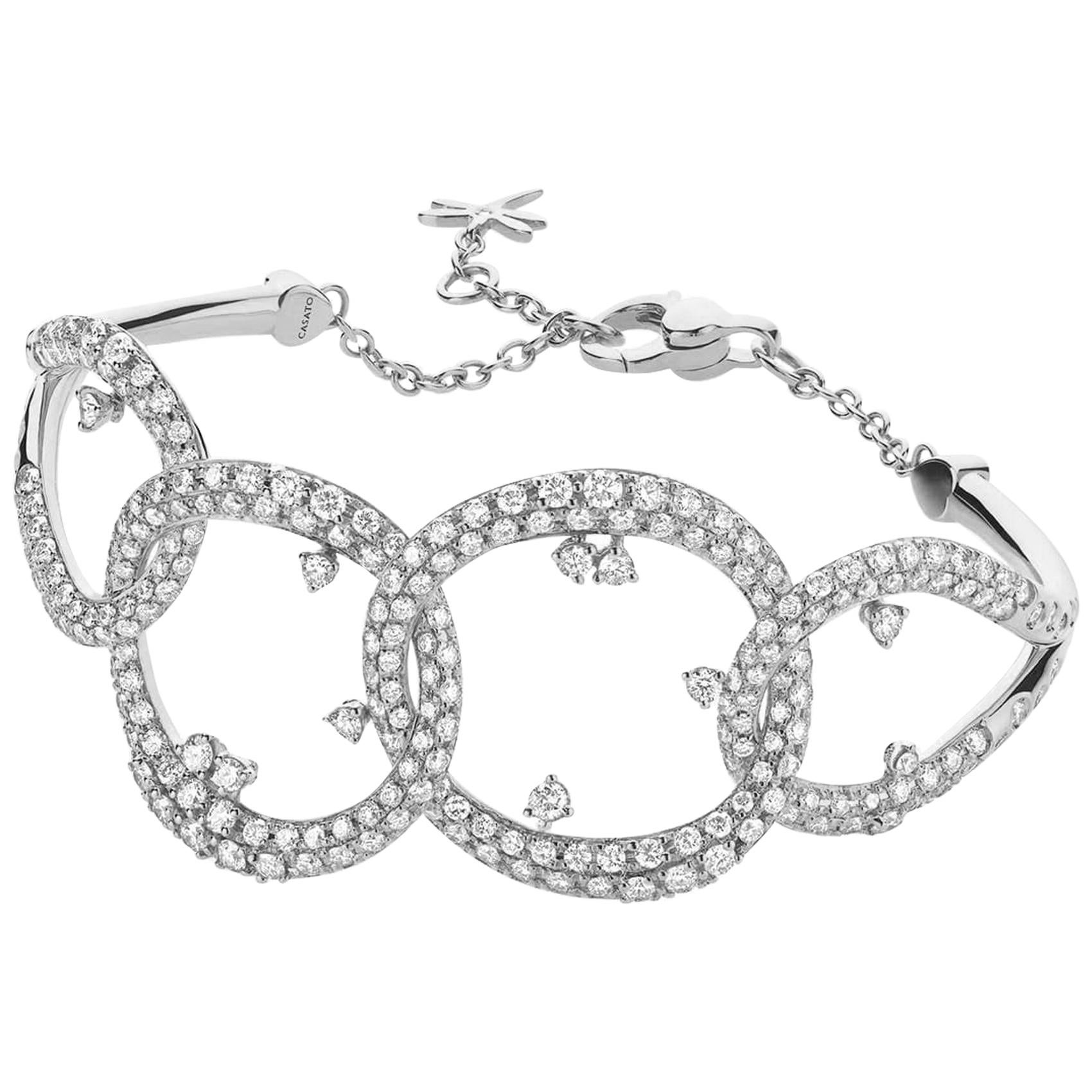 Casato Bracelet manchette en or blanc pavé de diamants