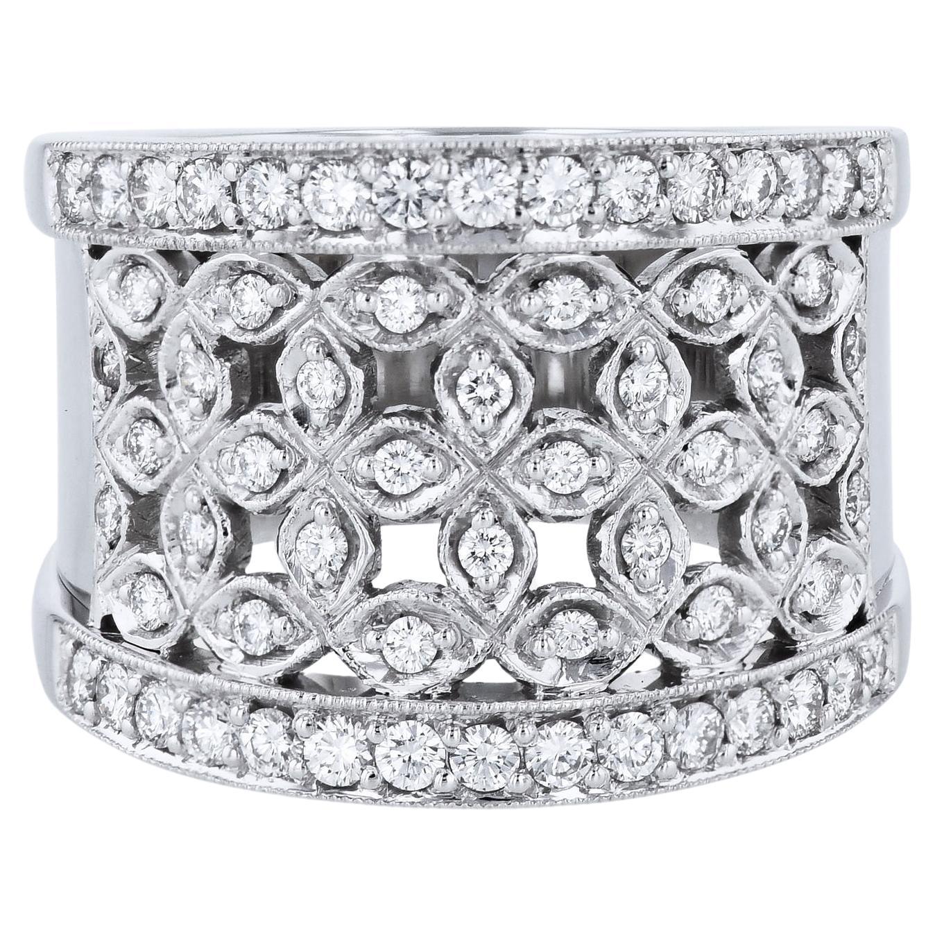 Diamond Pave White Gold Estate Ring For Sale