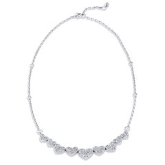 Collier cœur en or blanc pavé de diamants de 2,50 carats