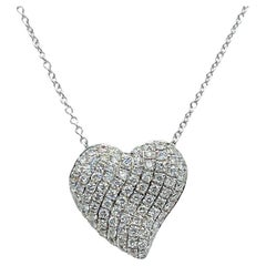 Diamond Pave White Gold Heart Shaped Slide Pendant